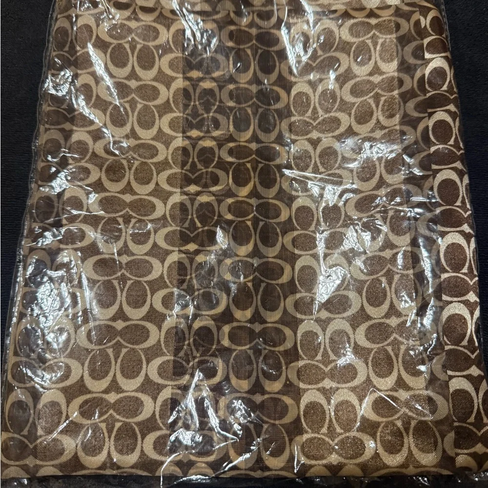 Brown / Tan  Patterned Silk Scarf